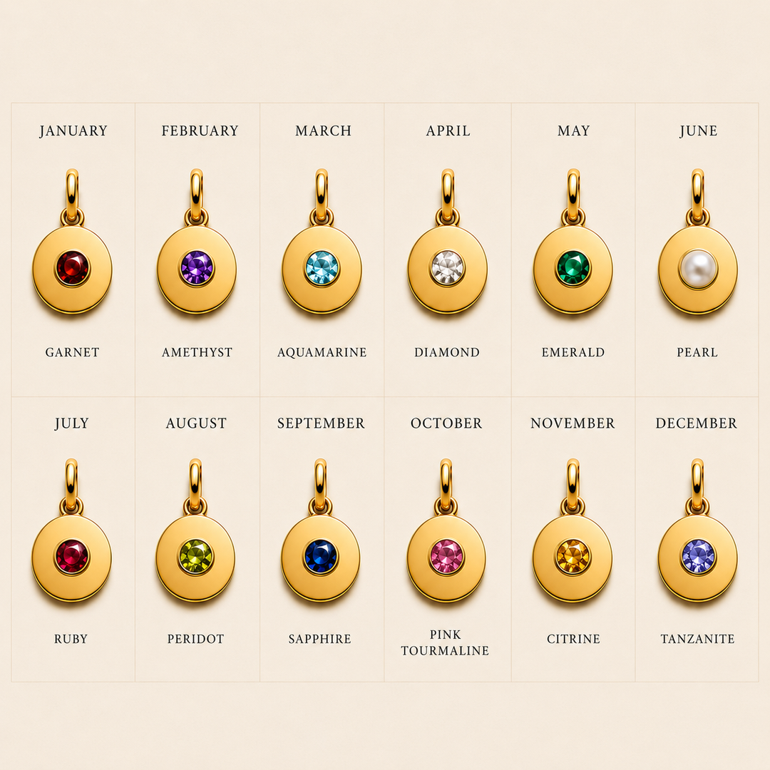 18K Yellow Gold Signet Birthstone Pendent
