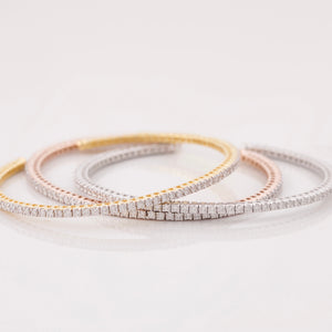18K White Gold Diamond Patti Tennis Cuff Bangle