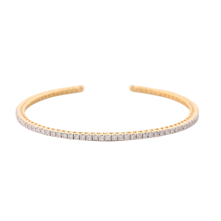 18K Yellow Gold Diamond Patti Tennis Cuff Bangle