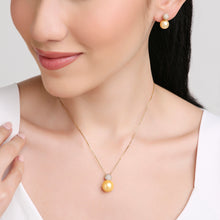 Load image into Gallery viewer, 18K Yellow Gold and Diamonds Dome Earrings with Detachable Pearl
