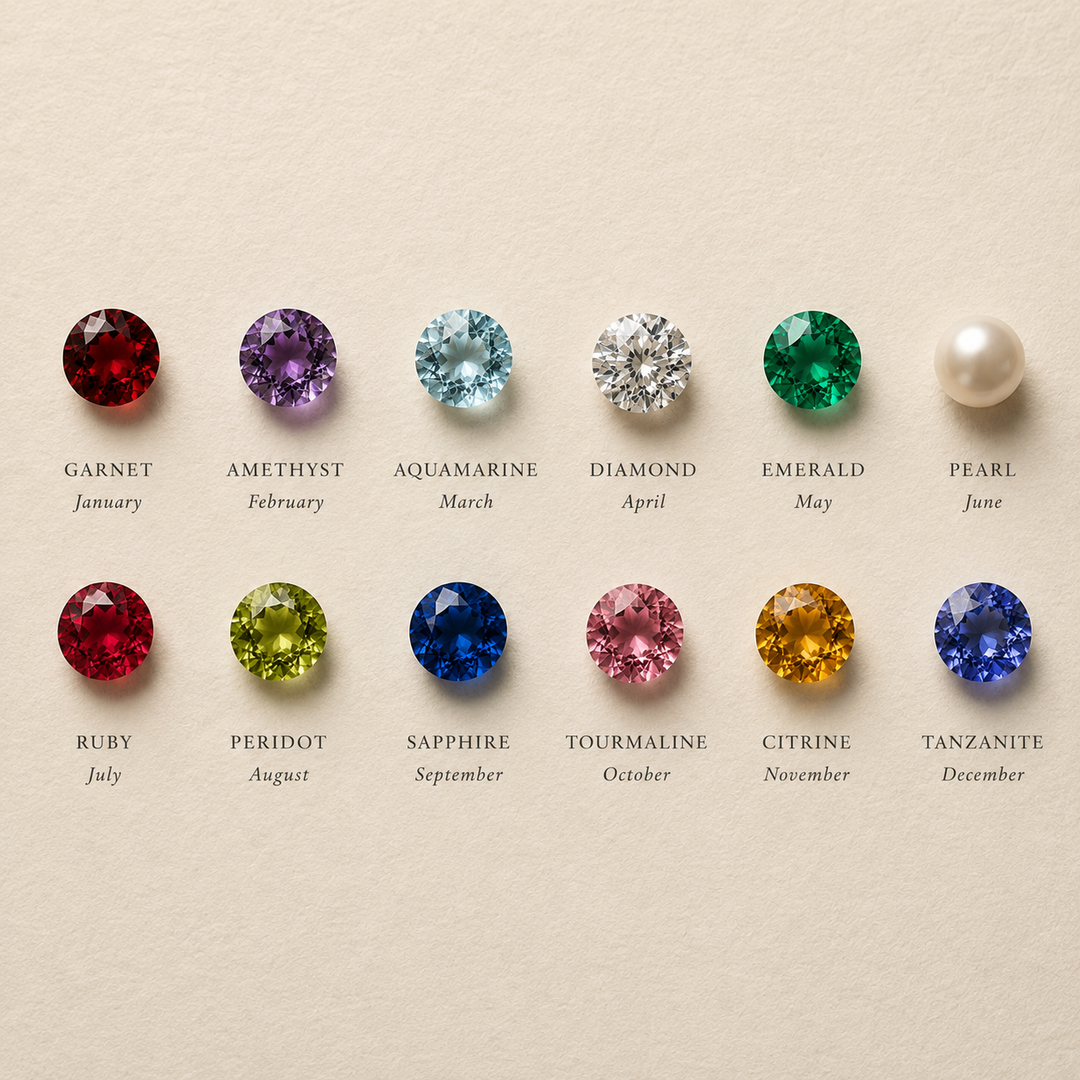 18K Yellow Gold Upper Case Initial Birthstone Pendant