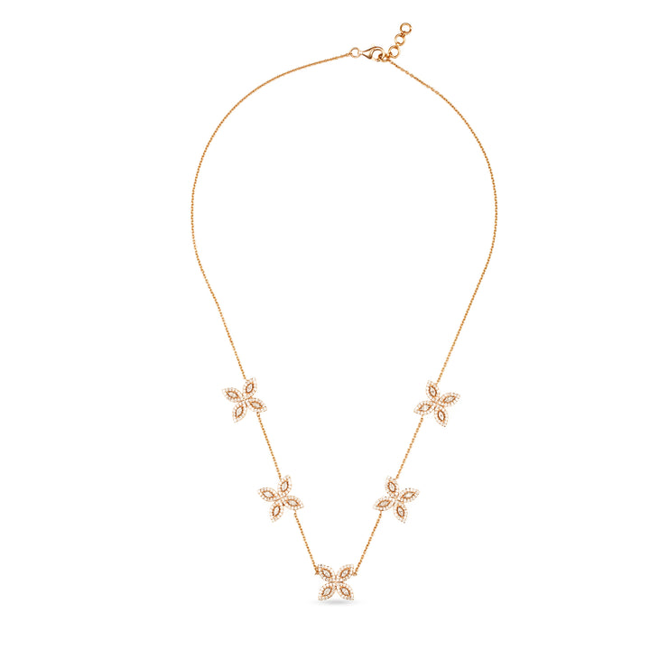 18K Rose Gold and Diamond Marquise Petal Chain Necklace