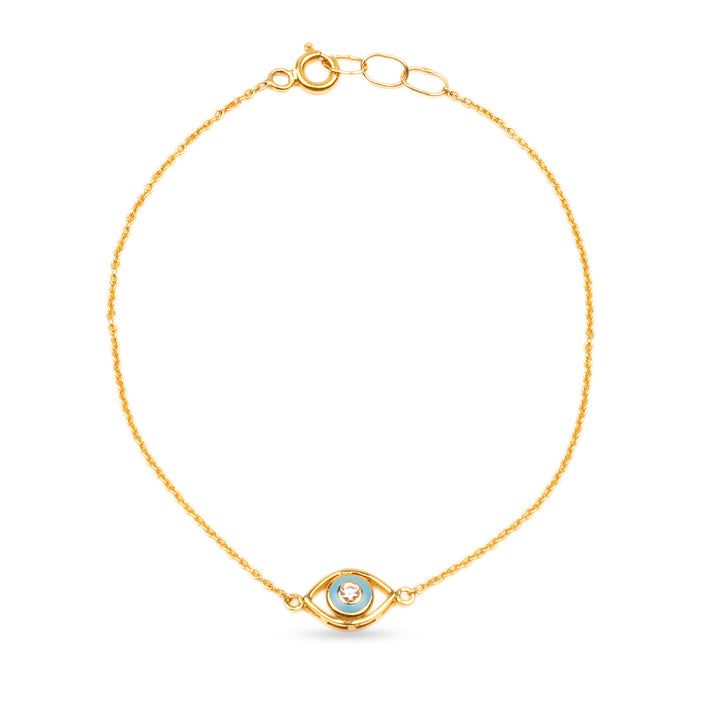 18K Yellow Gold and Enamel Nazar Bracelet