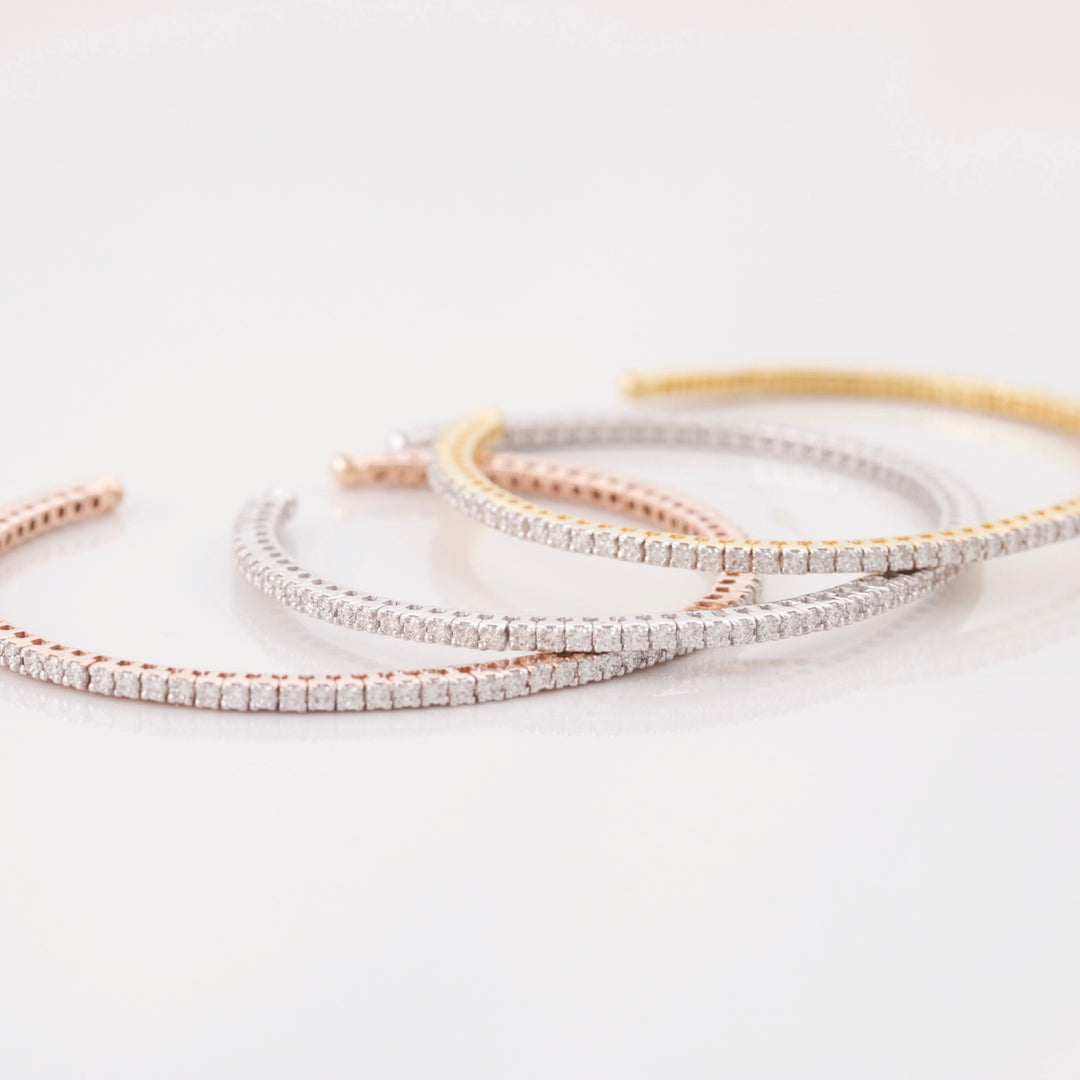 18K Rose Gold Diamond Patti Tennis Cuff Bangle