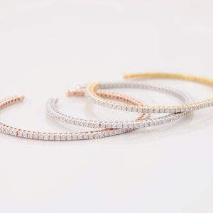 18K White Gold Diamond Patti Tennis Cuff Bangle