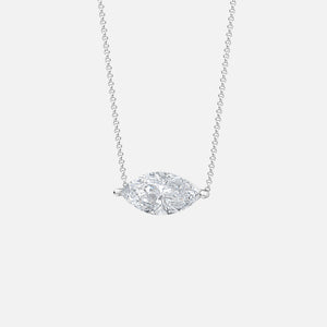 18K White Gold Marquise Solitaire Pendant