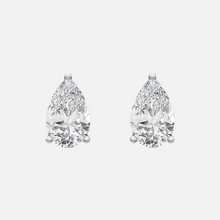 Load image into Gallery viewer, 18K white Gold Pear Solitaire Earrings
