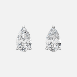 18K white Gold Pear Solitaire Earrings