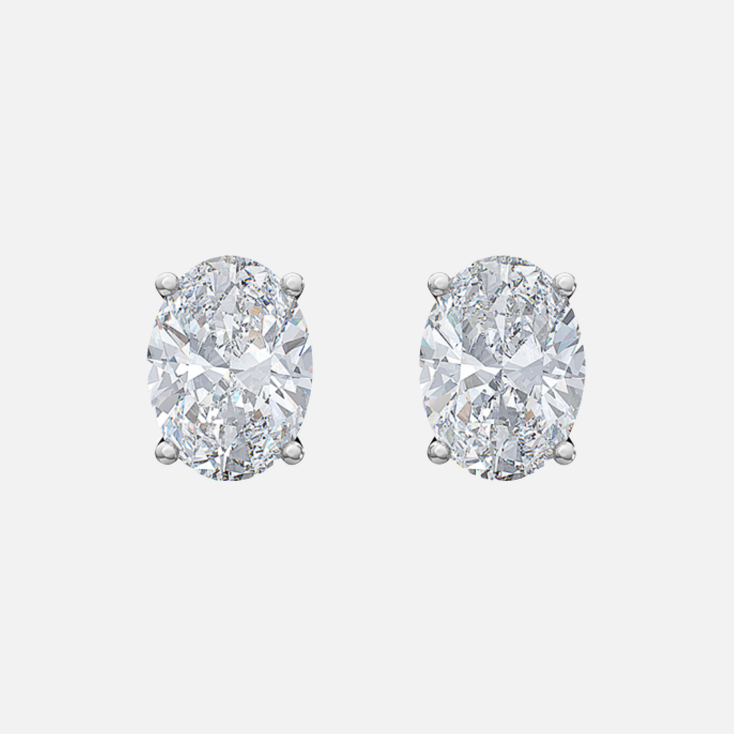 18K White Gold Oval Solitaire Earrings