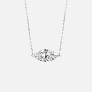 18K White Gold Marquise Solitaire Pendant