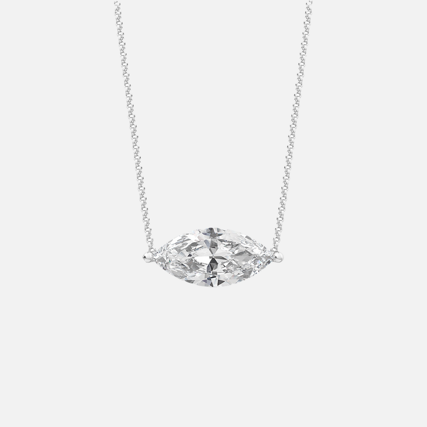 18K White Gold Marquise Solitaire Pendant