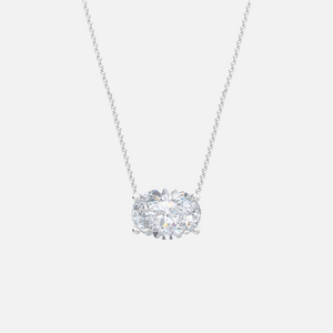 18K White Gold Oval Solitaire Pendant