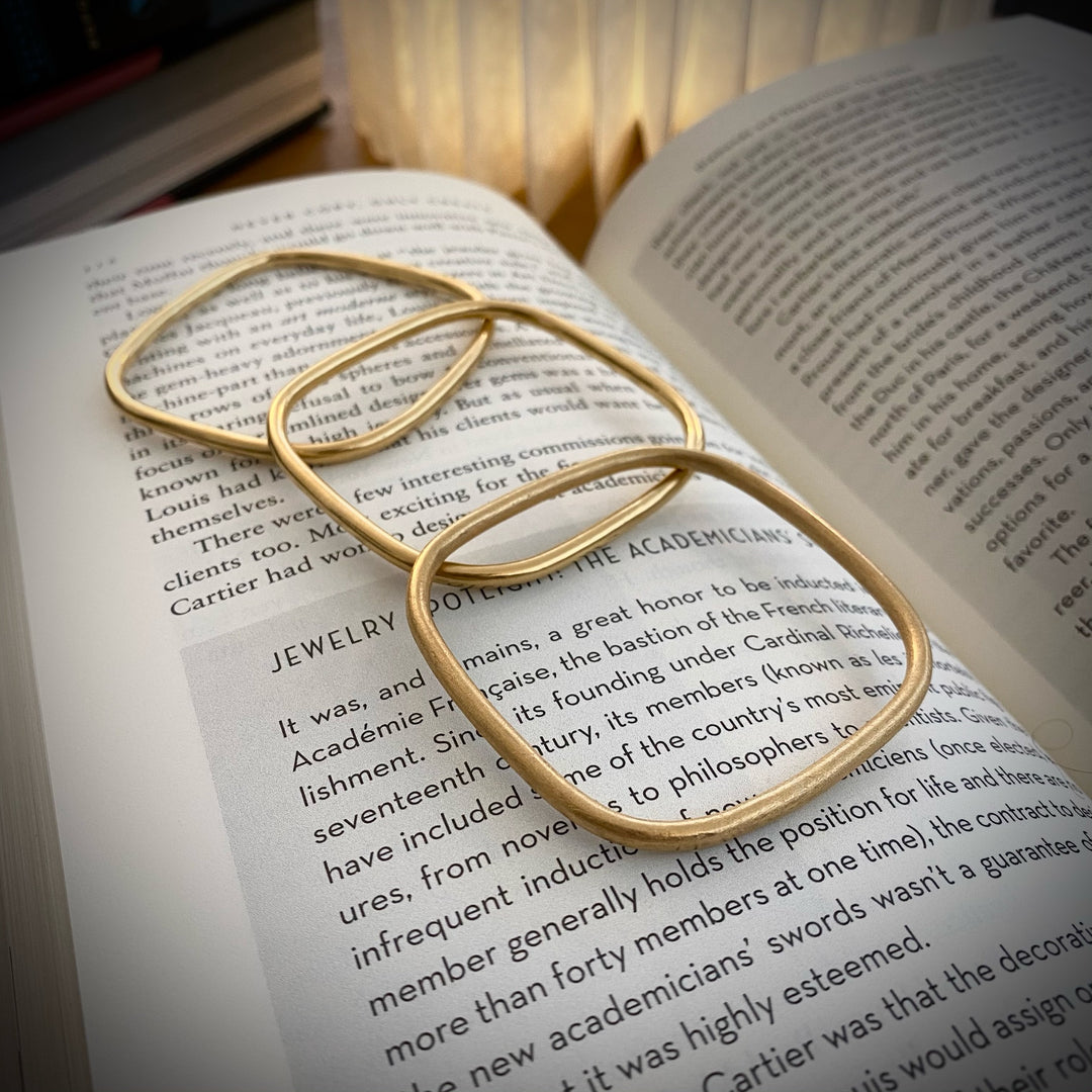 18K Yellow Gold Square Bangles (Set of 3)