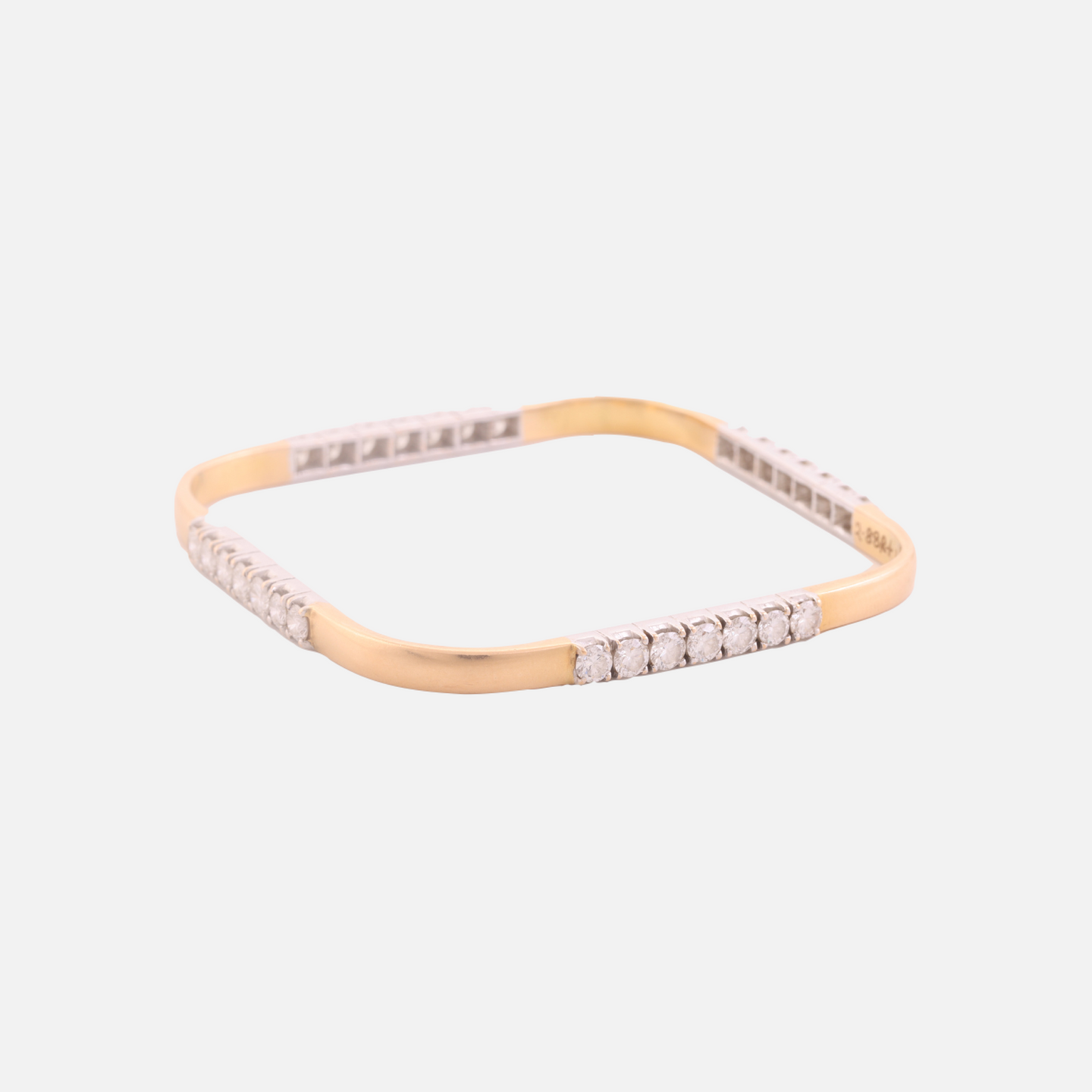18K Yellow Gold and Diamond Timeless Square Bangle