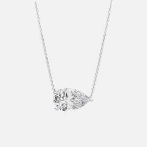 18K White Gold Pear Solitaire Pendant