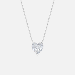 18K White Gold Heart Solitaire Pendant
