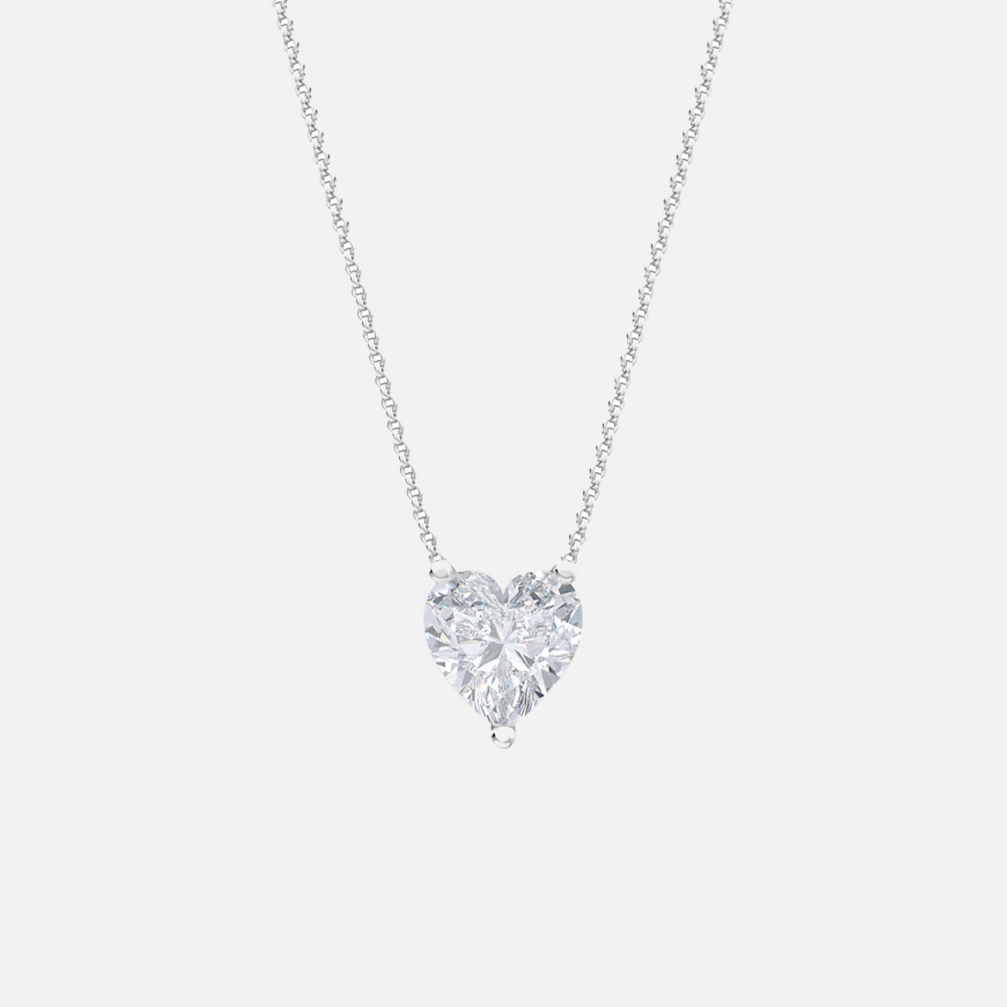 18K White Gold Heart Solitaire Pendant